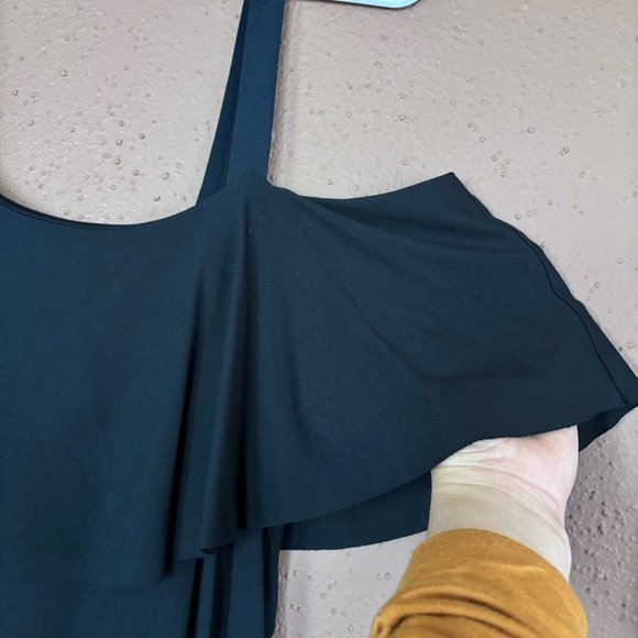 Anthropology Maeve black Stretch Off The Shoulder Ruffle Swing Dress size M - Picture 5 of 8